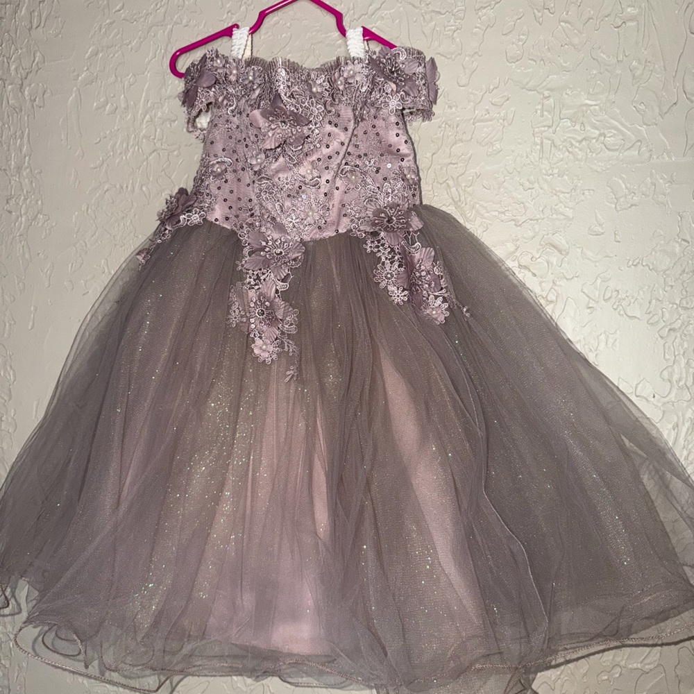 Elegant Dusty Purple/Gray Tulle Dress